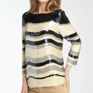 Tory Burch Sequin Jill Top Size Large MSRP $695.00